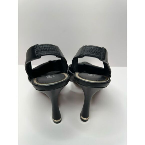 Kenneth Cole Sandals Womens Size 8 Black Faux Leather Slingback Knot Heels - Picture 7 of 10